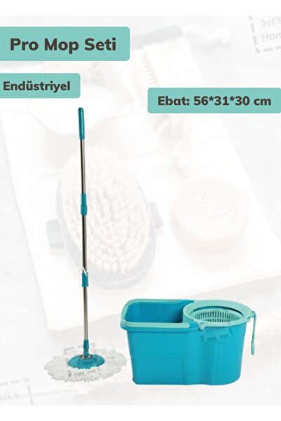 Jet's Home Endüstriyel Pro Mop Seti Temizlik Kovası Döner Başlıklı Paspas Jum...