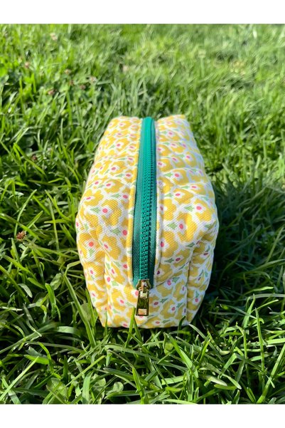 Yare Atelier Yellow Color Fabric Makeup Bag, Portable Makeup Bag Travel Bag