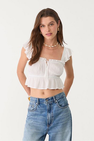 Stradivarius Flowing top with ruffles