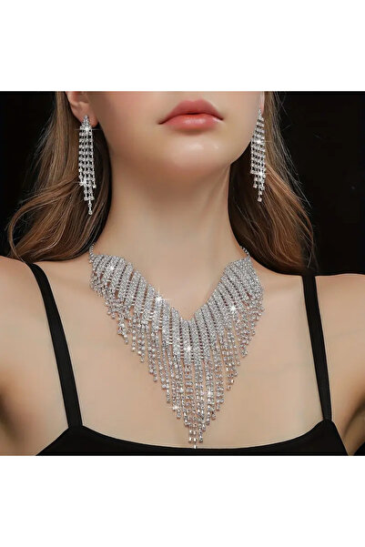 byozanyılmaz Complete Gems-Engraved Design Pendant Earring Set