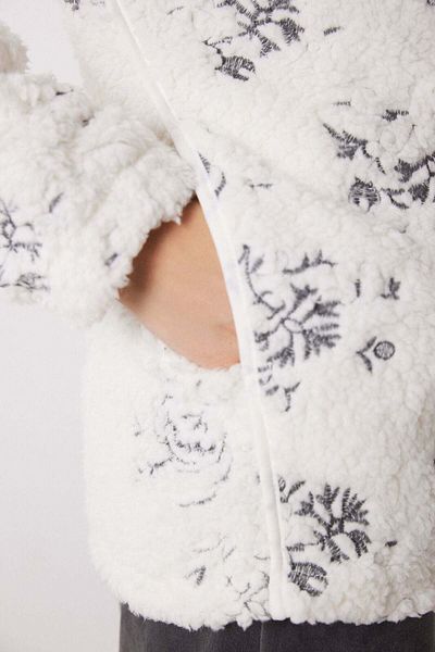 Women'secret White faux shearling robe with flowers