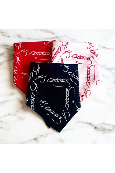 ALS Tasarım Dünyası Triple Color (Red, White, Black) Ataturk Signature Bandana 100% Cotton Unisex