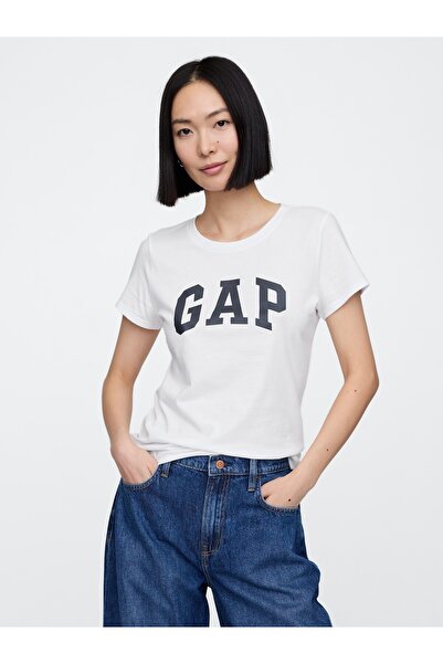 GAP Kadın Beyaz 2'li Logo Kısa Kollu T-Shirt Seti