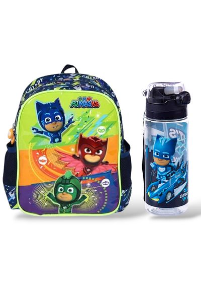 PJMASKS Licensed Green Kindergarten Bag and 500 ml Water Bottle Ddcq21416