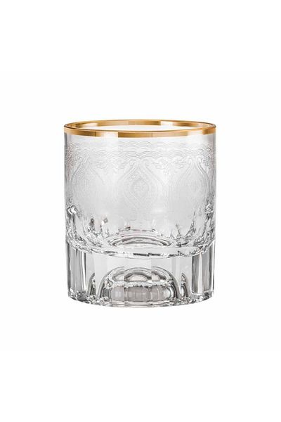 Paşabahçe Handmade Glass Whiskey Glasses Set of 6 Gold Boutique