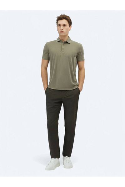 Kip Khaki Plain Polo Neck T-Shirt