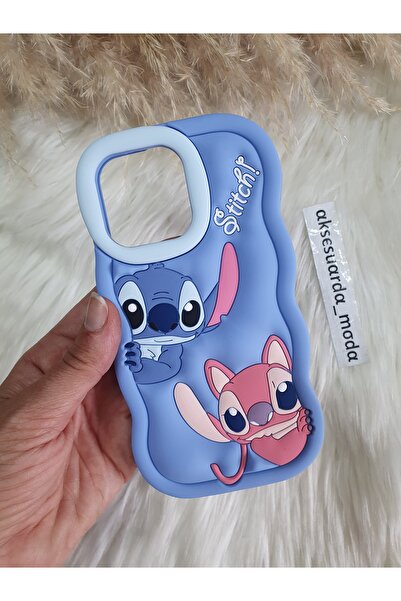Aksesuarda Moda Iphone 16 PRO Uyumlu Stitch Disney Lilo Ve Stiç Hamur Silikon...
