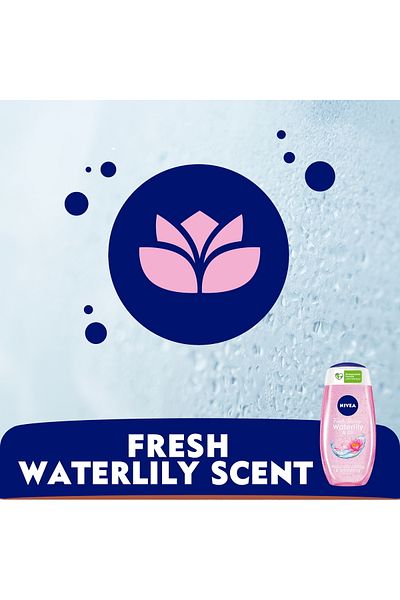 NIVEA Shower Gel Body Wash Waterlily & Oil with Caring Oil Pearls and Waterlily Scent 250 ml