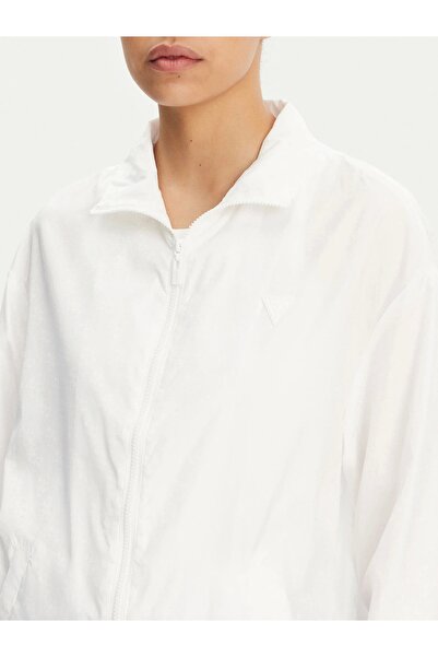 Guess Women's White 4g Logo Windbreaker Coat