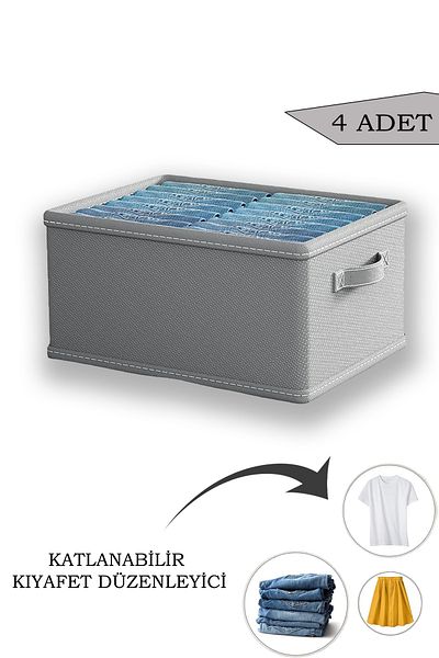 ADARYA HOME 4 Pieces Wardrobe Clothing Storage Organizer 45X25X20Cm