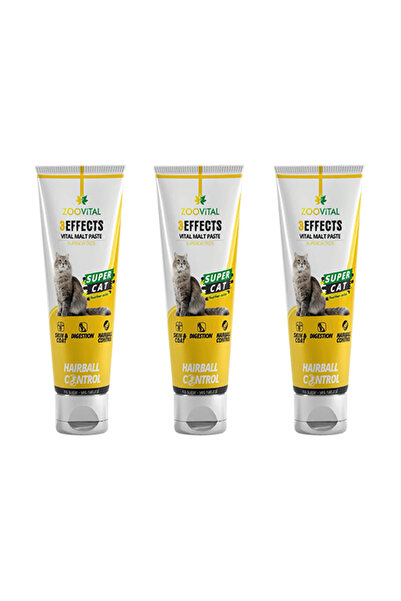 Zoovital 3 Adet Hairball Malt Paste Kediler Için Tüy Yumağı Önleyen Malt Macun 100gr