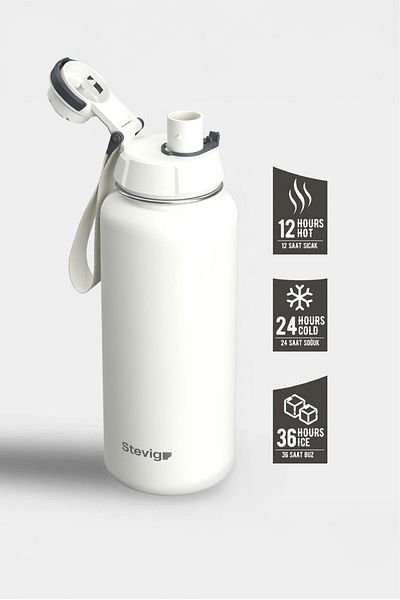Stevig 1 Hand Leak-Proof Steel Thermos 1000 ml Star White St-213