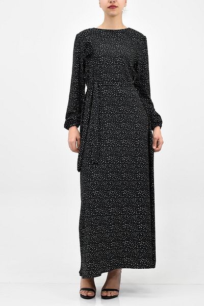 birizmoda Πουά μαύρο χιτζάμπ φόρεμα