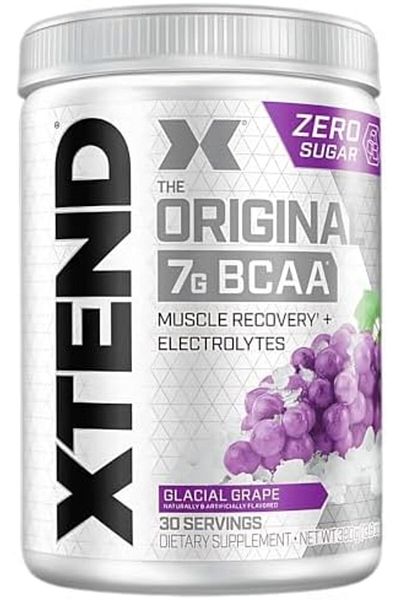 xtend Original BCAA Powder Glacial Grape, ZERO CALORIE, ZERO CARB, ZERO SUGAR, Post Workout Muscle R