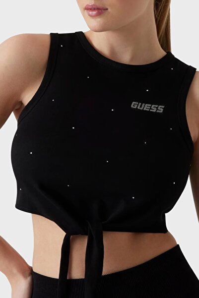 Guess Primula Rhinestones Tank Women Black Crop V5Gi01I3Z14-Jblk