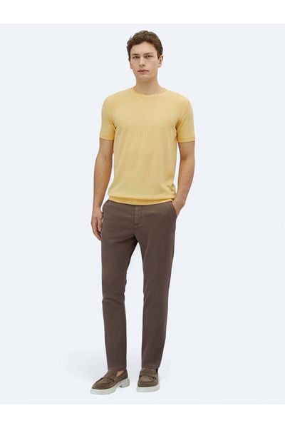 Kip Yellow Crew Neck Plain Knit Knitwear