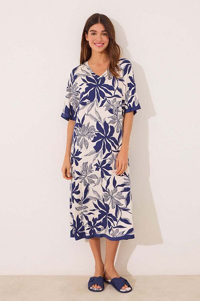 Women'secret Long satin dress with floral print