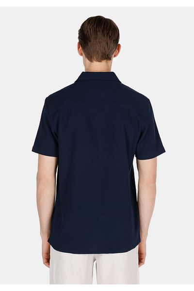 Colin's Regular Fit Shirt Neck Plain Men's Navy Blue Short Sleeve Shirt