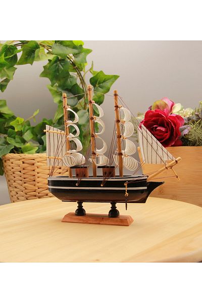 HEDİYEBİZİZ Black Wooden Sailing Ship