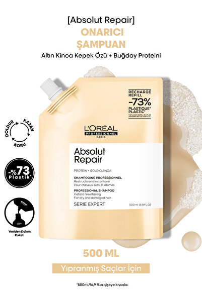 L'oreal Professionnel Absolut Repair Yıpranmış Saçlar için Onarıcı Refill Şampuan 500ml