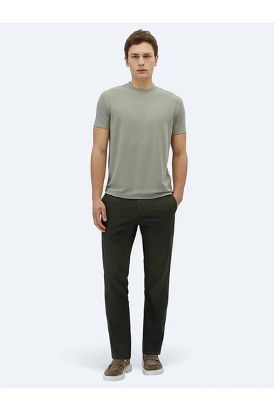 Kip Khaki Plain Crew Neck T-Shirt