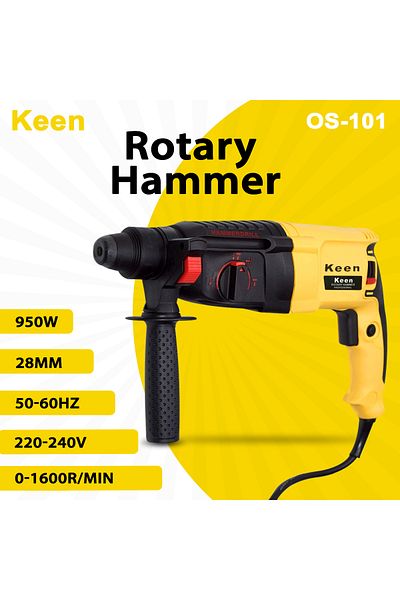 Keen Rotary Hammer Drill 950W 28mm Chuck 220V with 9 Accessories and Carrying Case - OS101