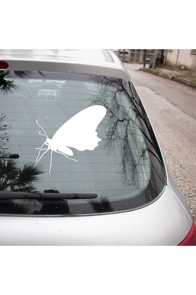 New Jargon Autocolant Fluture Vedere Laterală care se uită la stânga și încercă să zboare 45 cm - Alb