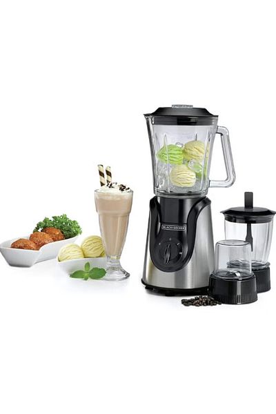 Black&Decker خلاط زجاجي، سعة 1.5 لتر، 600 واط، ست شفرات، سرعة متغيرة، وظيفة النبض - Bx600g-b5 - فضي/أسود