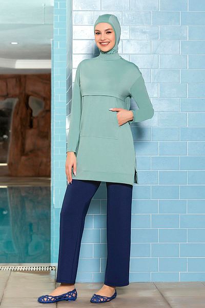 NİSAN LINGERIE Lycra Πλήρως Καλυμμένο Μαγιό Μπροστινή Τσέπη 1254