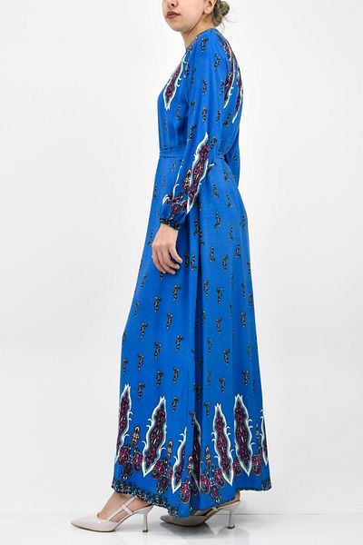 birizmoda Φόρεμα Hijab με μοτίβο οθωμανικής μπλε βισκόζης