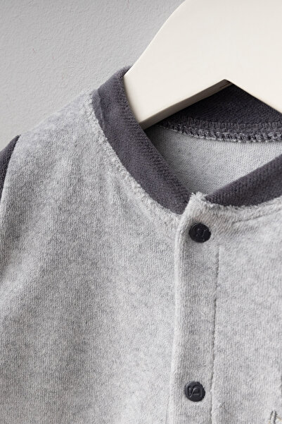 Bebitof Cute Zebra Patterned Cotton Baby Velvet Jumpsuit