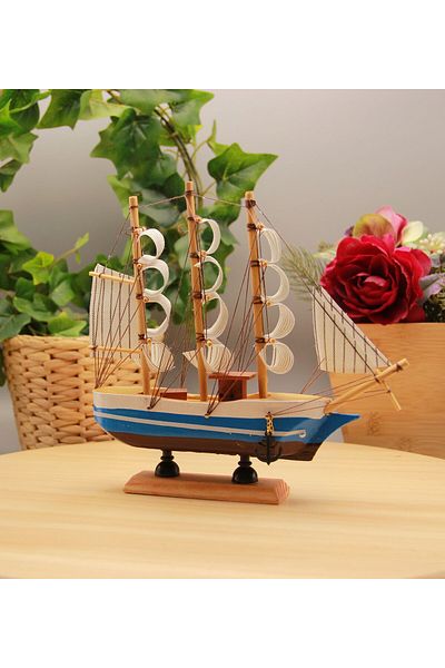 HEDİYEBİZİZ   Wooden Sailing Blue Ship