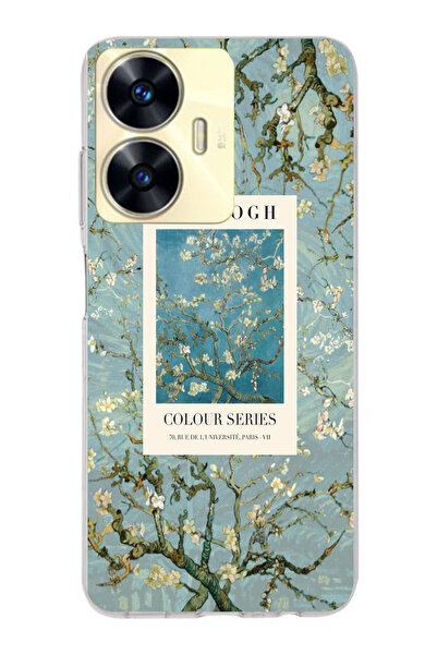moonset Realme C55 Uyumlu Van Gogh Tasarımlı Baskılı Şeffaf Telefon Kılıfı