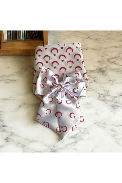 ALS Tasarım Dünyası White Color Bandana and Satin Bow Buckle Set April 23 Combination