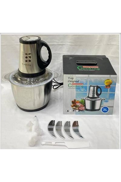Generica 3-liter stainless steel electric meat and vegetable grinder with two heavy-duty speed levels, 1200 watts