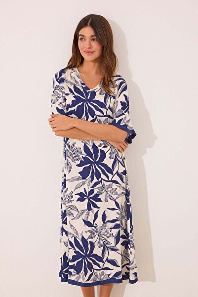 Women'secret Long satin dress with floral print