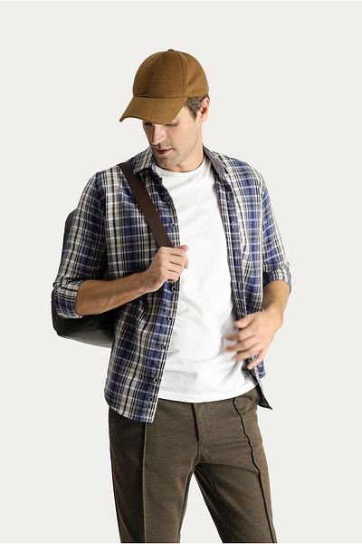 Kiğılı Long Sleeve Regular Fit Plaid Lumberjack Cotton Easy-Iron Shirt
