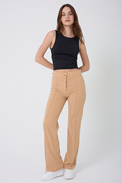 Royalside Ženske Visok struk Oblikuje figuru Zvonaste nogavice bež palazzo pa...