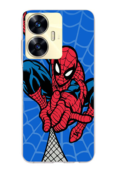 moonset Realme C55 Uyumlu Örümcek Adam Tasarımlı Baskılı Şeffaf Telefon Kılıfı