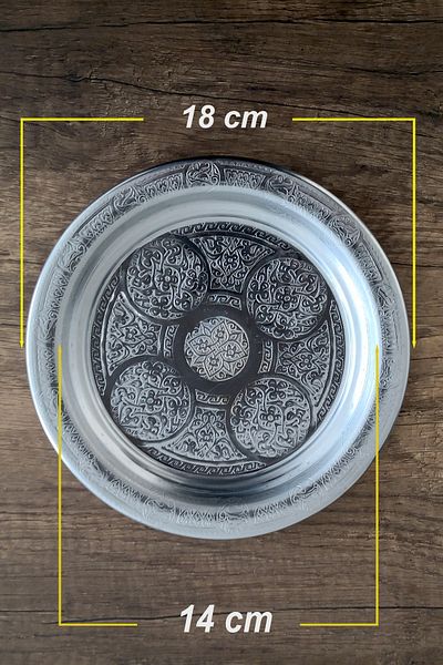 Binbir Trend 18 cm - Authentic Patterned Chrome Steel Appetizer and Serving Plate