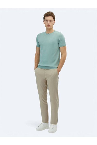 Kip Water Green Crew-Neck Plain Knit Sweater