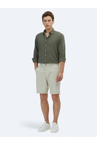 Kip Stone Plain Woven Slim Fit Casual Cotton Blended Bermuda