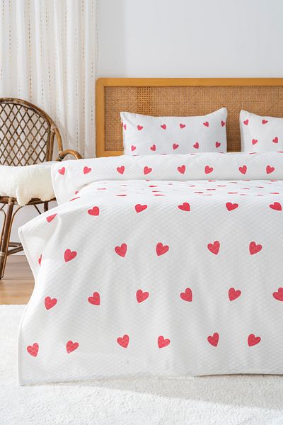 Riva Red Heart Double Printed Pique 200 X 220 cm