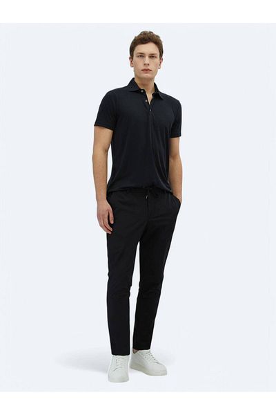 Kip Black Plain Polo Neck T-Shirt