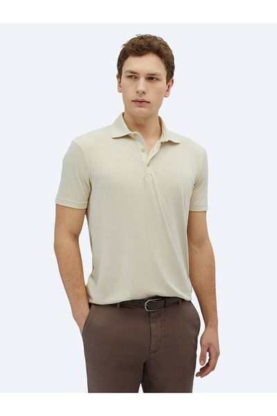Kip Beige Plain Polo Neck T-Shirt