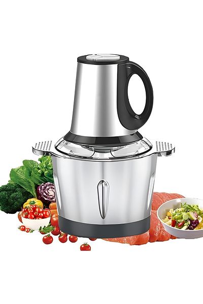 Generica 3-liter stainless steel electric meat and vegetable grinder with two heavy-duty speed levels, 1200 watts
