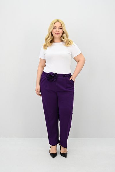 Koza Butik Women's Plus Size Rose Belt Detailed High Waist Pants 6327-25