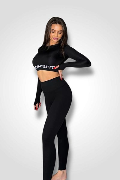 BOMBFIT Colanti modelatori de dama cu aspect reiat si banda lata in talie, Negri
