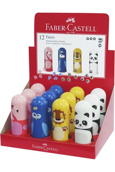 Faber Castell Единична острилка с гумичка Животни Faber-Castell