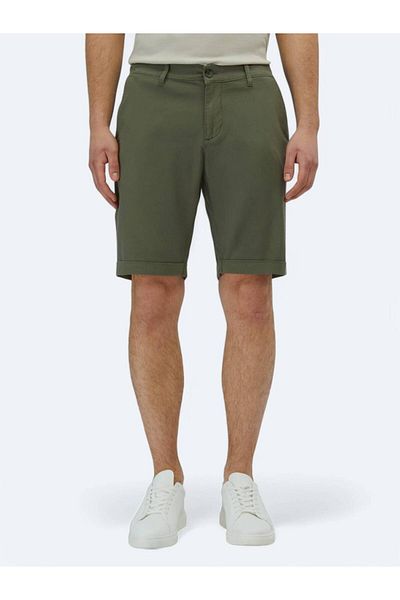 Kip Χακί Απλό Ύφανση Slim Fit Casual Βαμβακερό Μικτό Βερμούδα